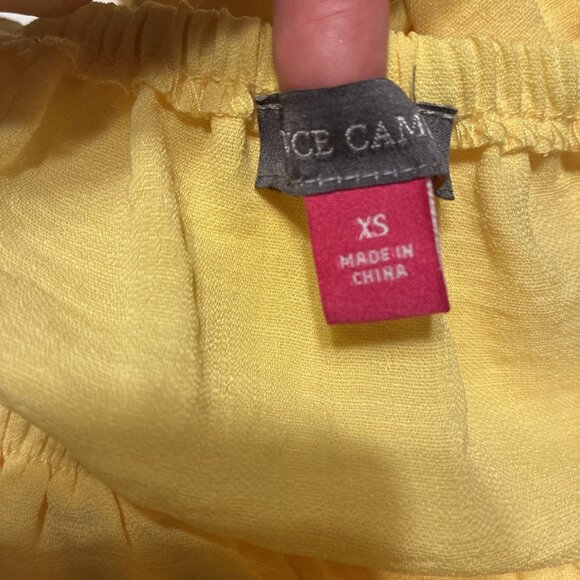 vince camuto solid yellow long sleeve Off cold shoulder top Xs - Picture 4 of 5